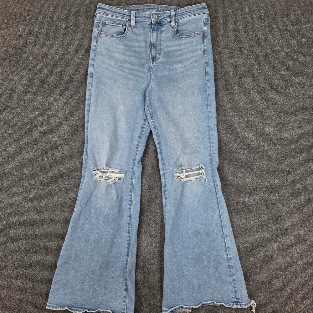 American Eagle Super High Rise Flare Jeans Women's 12 Next Level Stretch Light